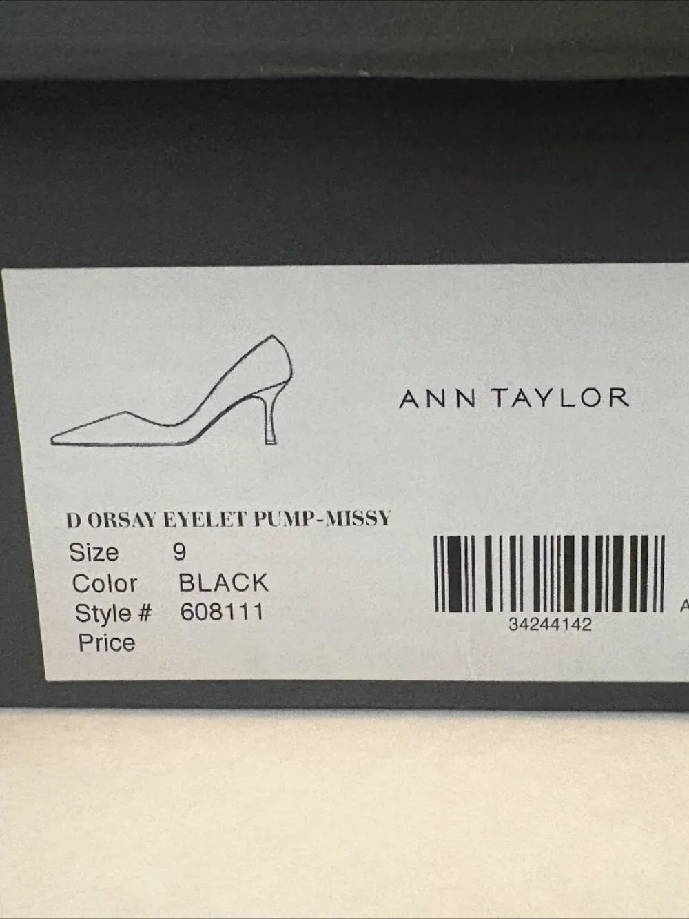New in Box Ann Taylor Black D'Orsay Eyelet Pumps Heels Size 9